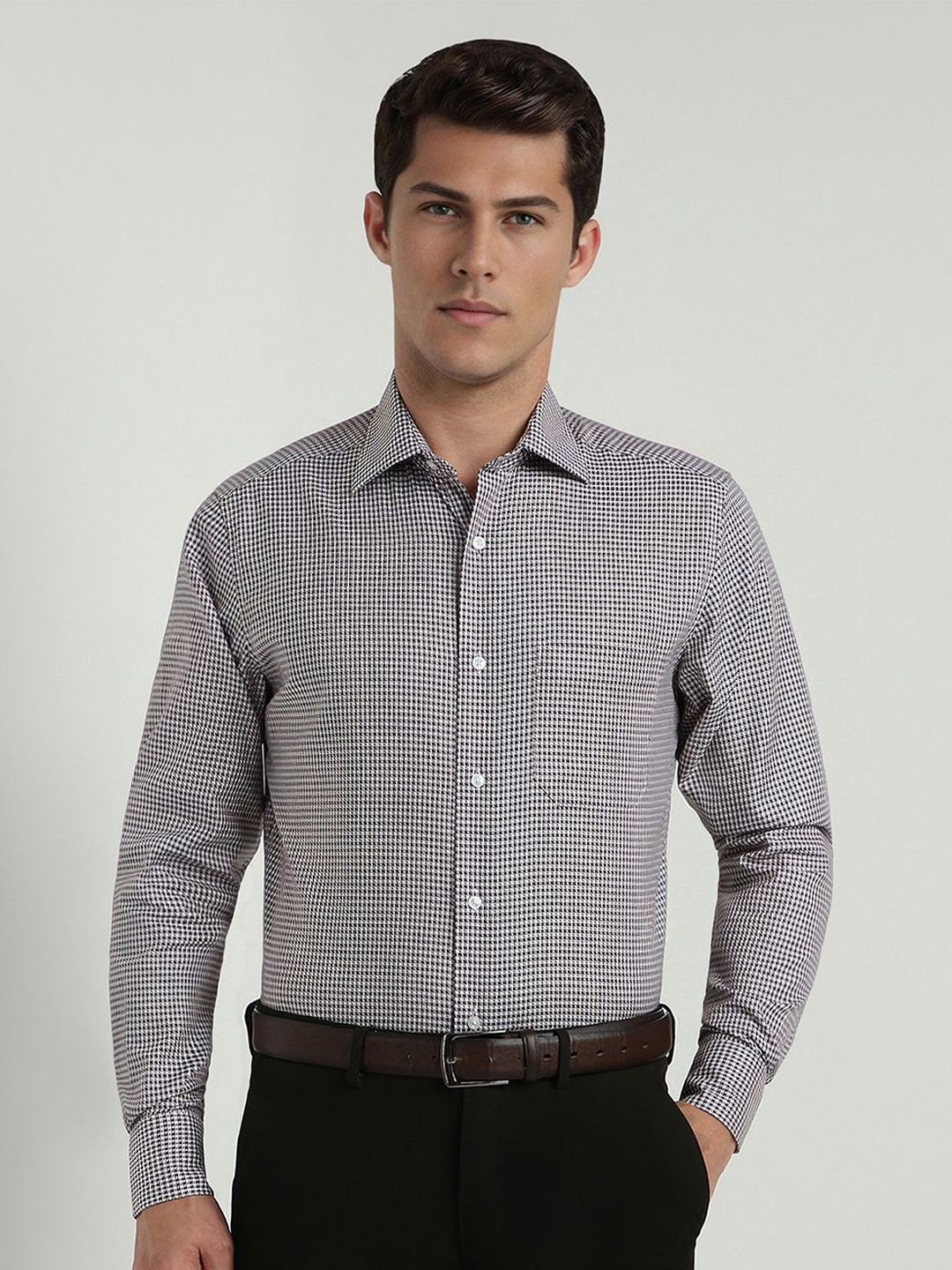 

Allen Solly Sport Men Classic Geometric Printed Cotton Formal Shirt, Grey