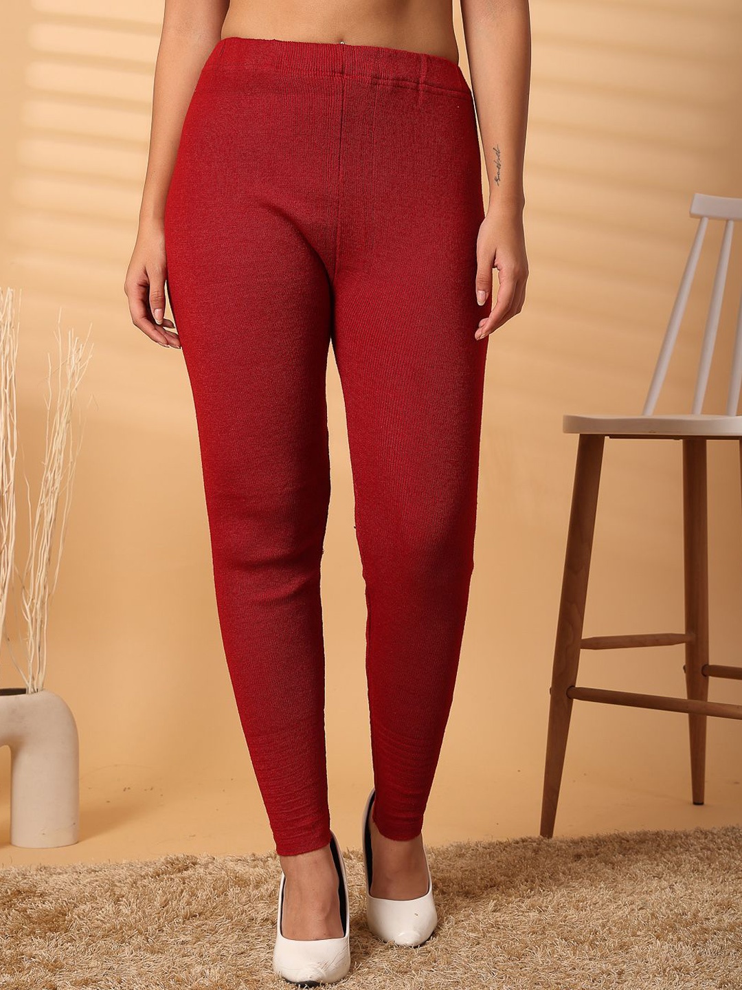 

Clora Creation Ankle Length Woolen Leggings, Maroon