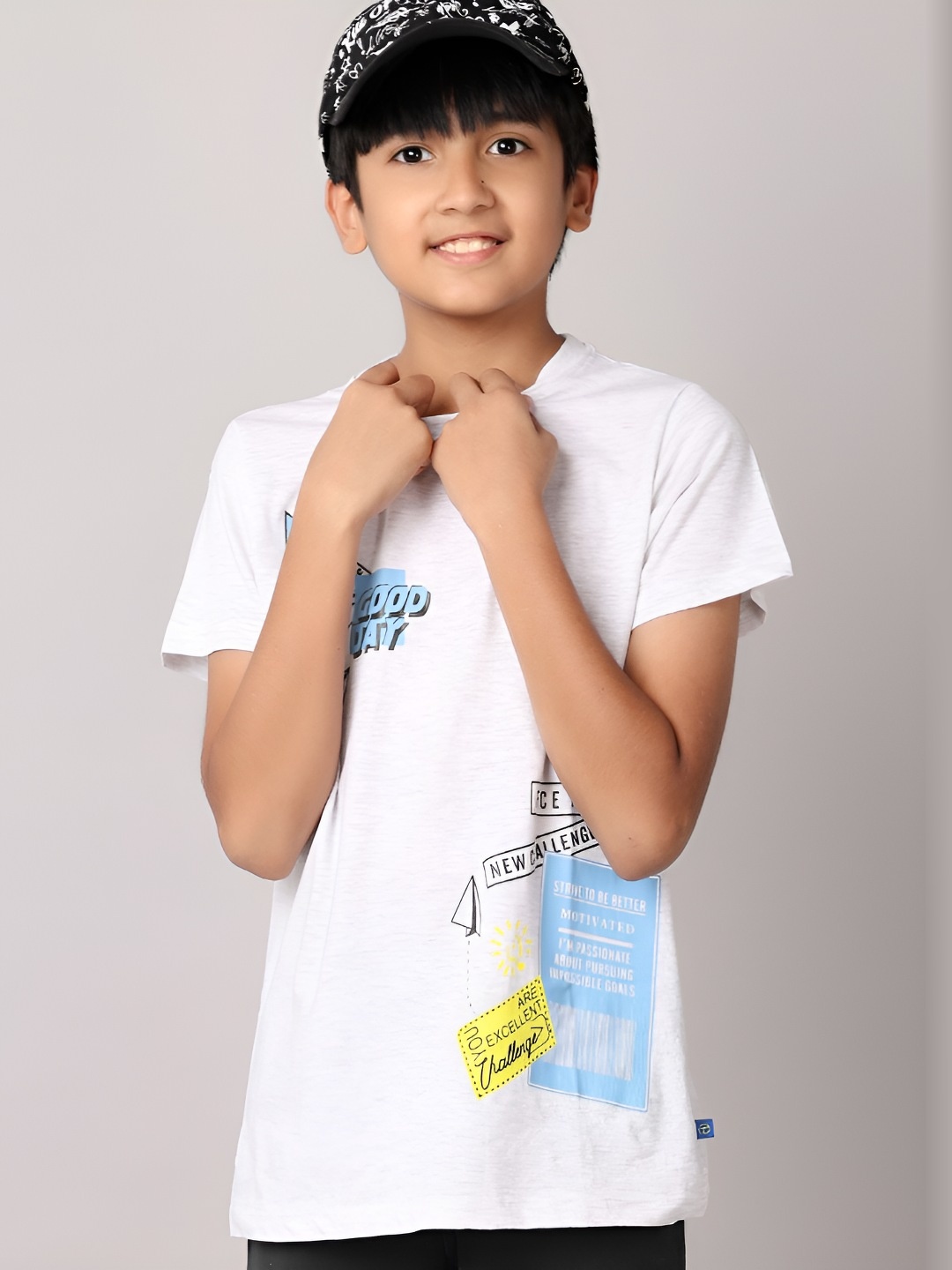 

V-Mart Boys Typography Printed Round Neck Cotton T-shirt, White