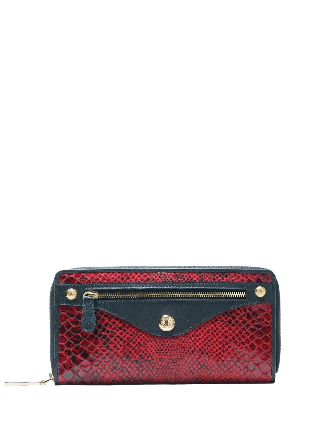 

RI2K LONDON Women Animal Printed Leather Zip Around Wallet, Red