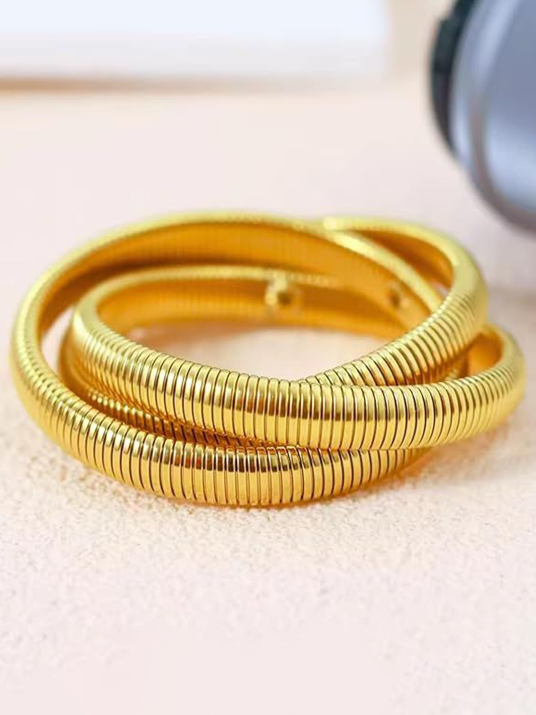 

MEENAZ Stainless Steel Gold-Plated Multistrand Bracelet