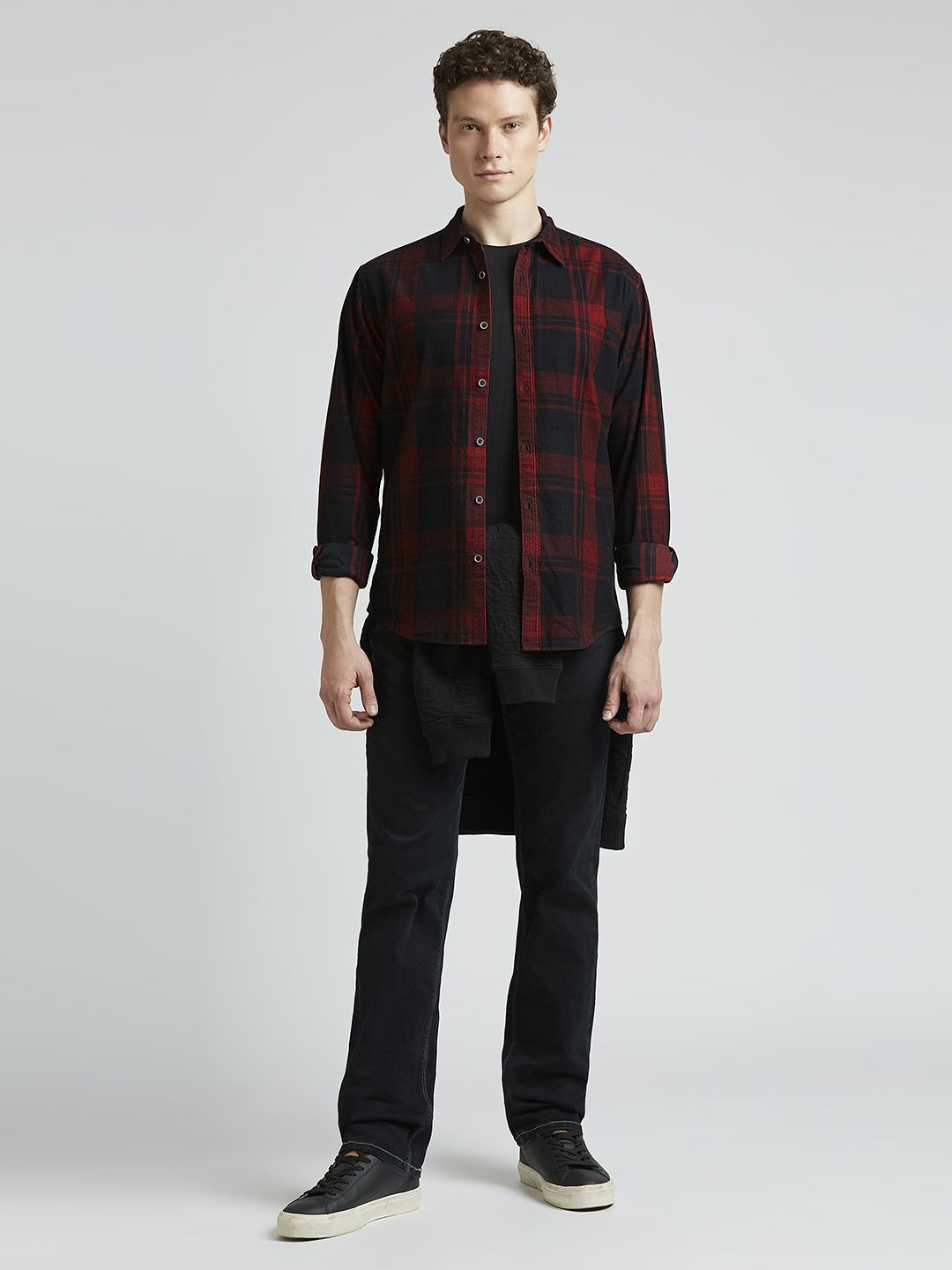 

Pepe Jeans Men Spread Collar Tartan Checked Cotton Casual Shirt, Black