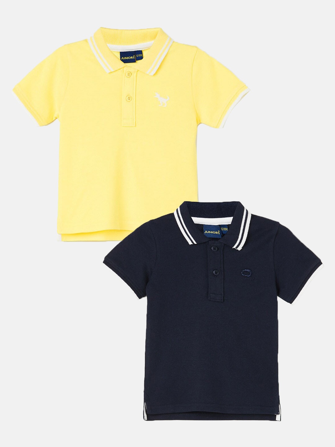 

Juniors by Lifestyle Boys Pack Of 2 Polo Collar Cotton T-shirts, Navy blue