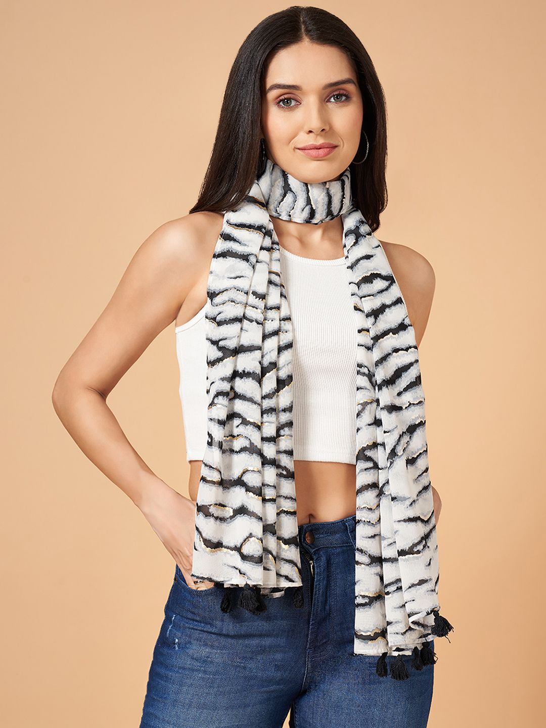 

Honey by Pantaloons Women Printed Scarf, White