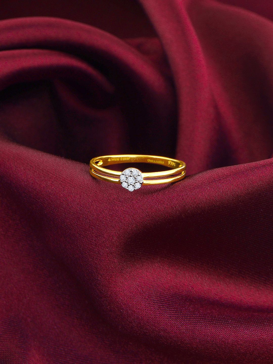 

GIVA 14K Yellow Gold Sparkling Grace Diamond Ring, Fixed Size, Indian - 14