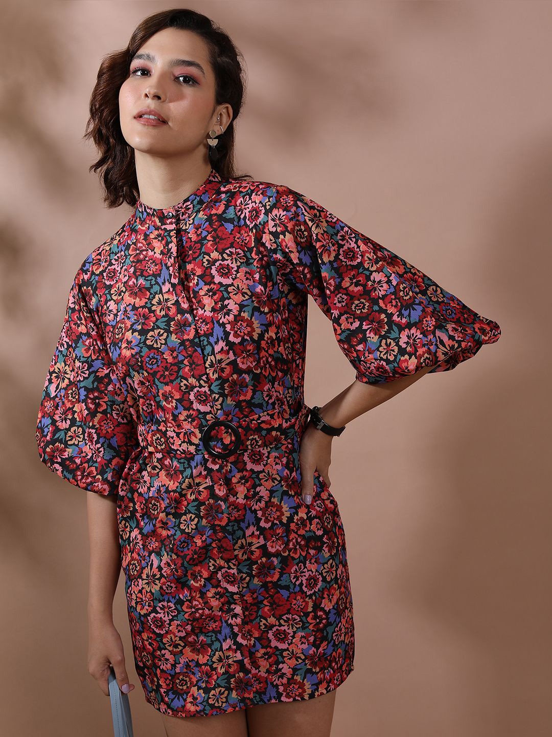 

Tokyo Talkies Floral Print Shirt Mini Dress, Red