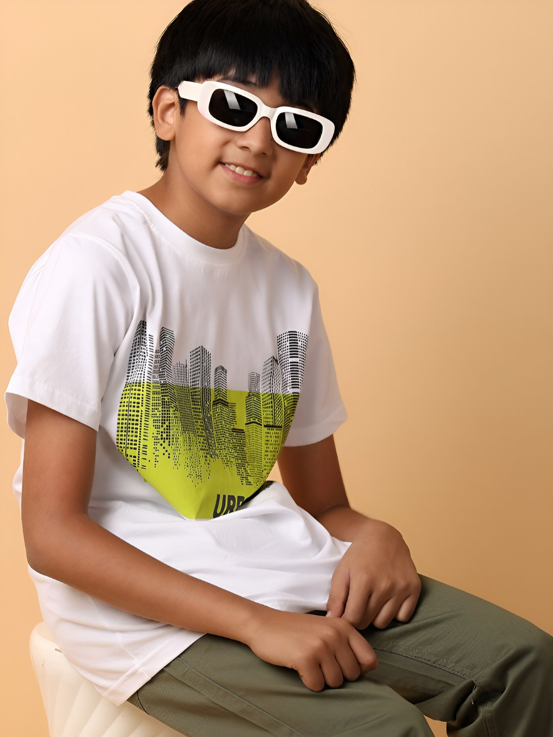 

V-Mart Boys Graphic Printed Round Neck Cotton T-shirt, White