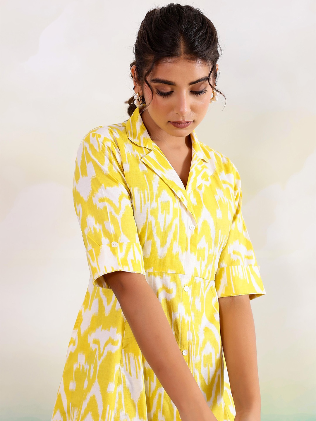 

FLAVIA CREATION Floral Print A-Line Dress, Yellow
