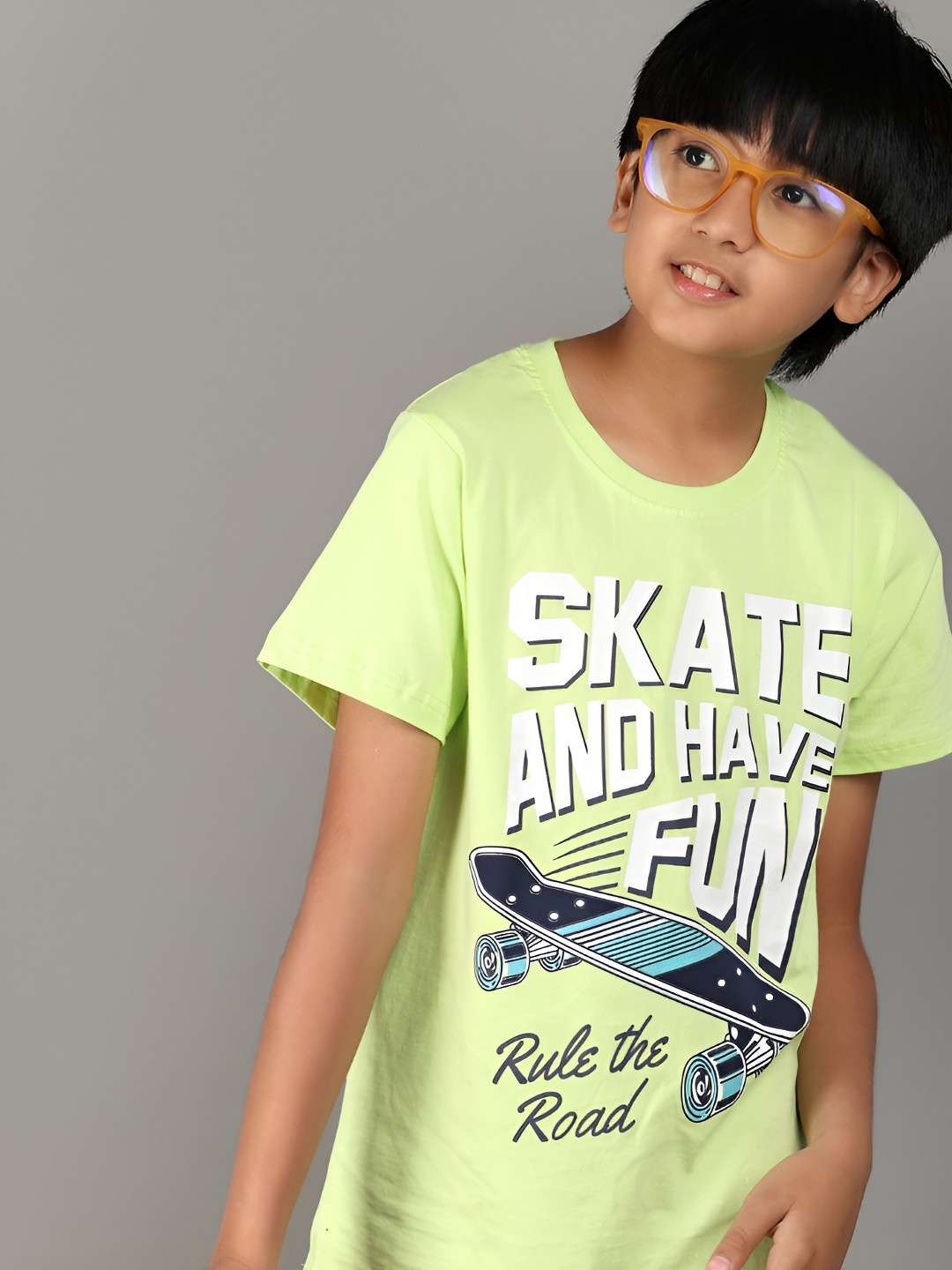 

V-Mart Boys Typography Printed Round Neck Cotton T-shirt, Green