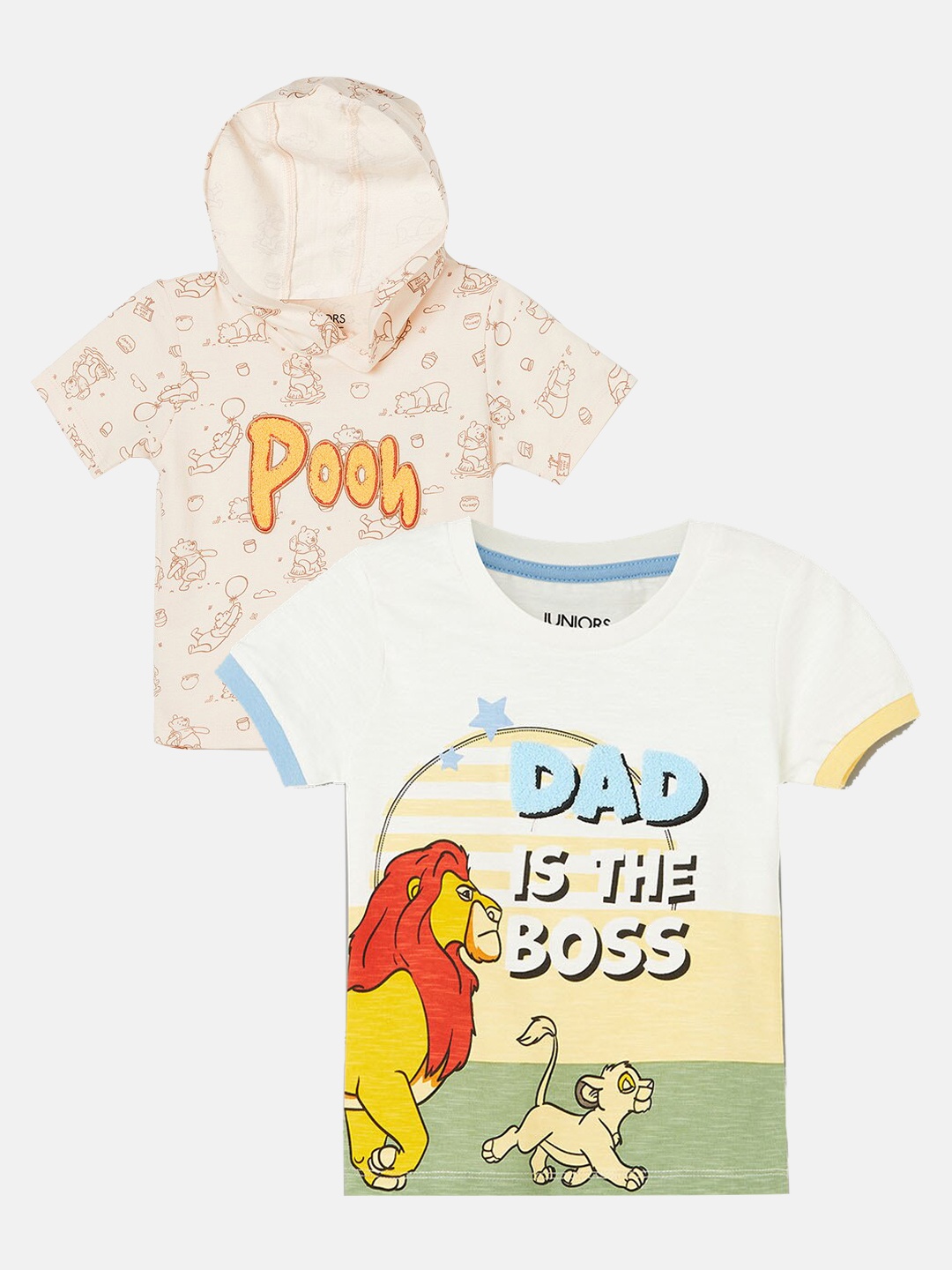 

Juniors by Lifestyle Boys Pack Of 2 Graphic Printed Pure Cotton T-shirts, Off white