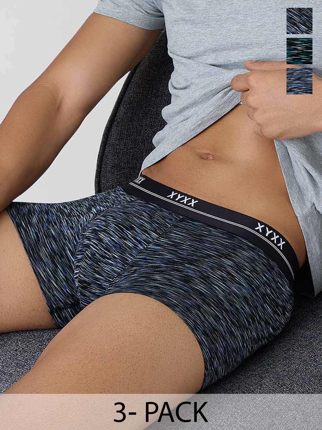 

XYXX Men Pack Of 3 Printed IntelliSoft Antimicrobial Micro Modal Trunks-XYTRNK3PCKN500, Grey