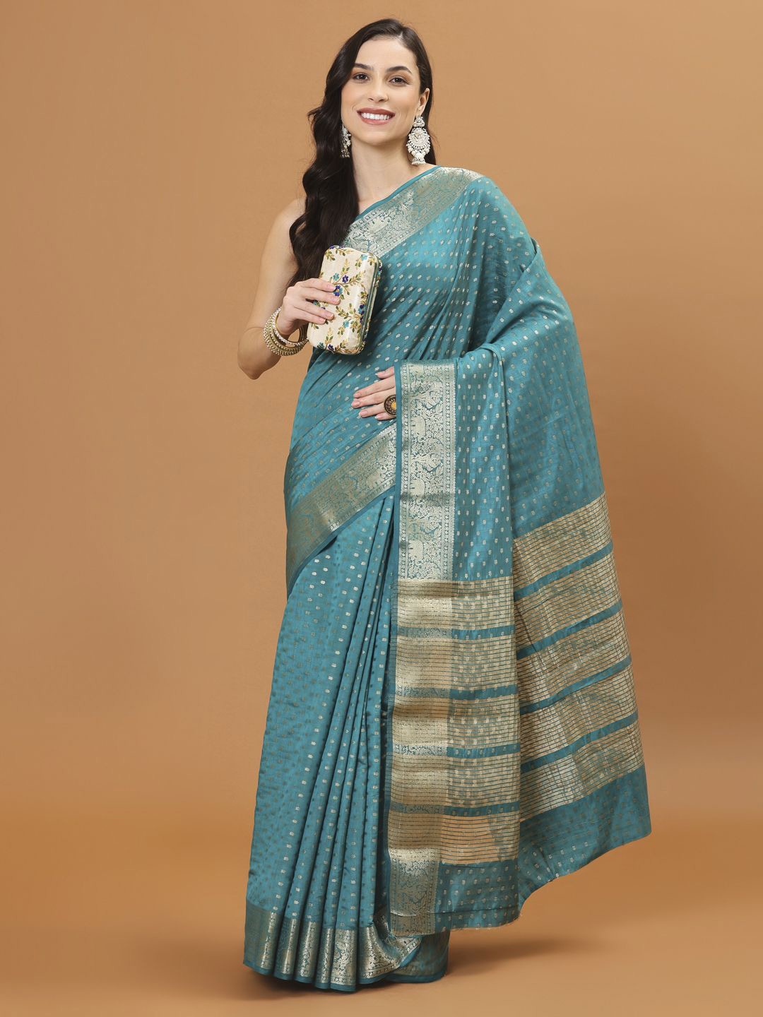 

Meena Bazaar Woven Design Zari Art Silk Saree, Blue