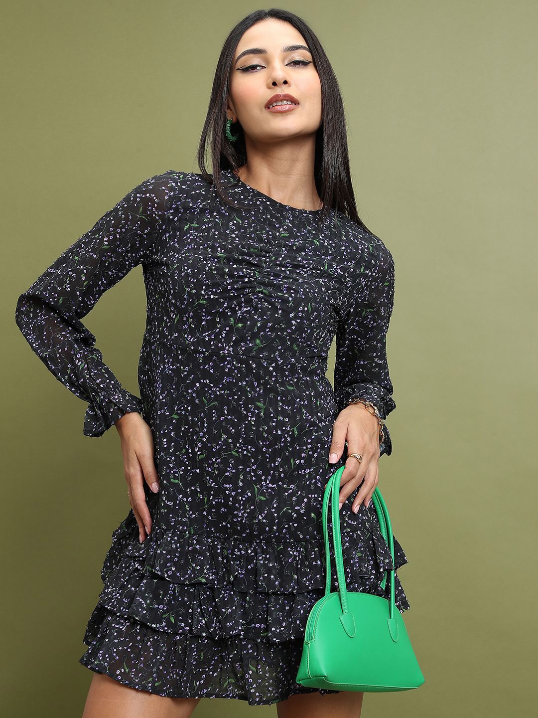 

Tokyo Talkies Floral Print Fit & Flare Mini Dress, Black