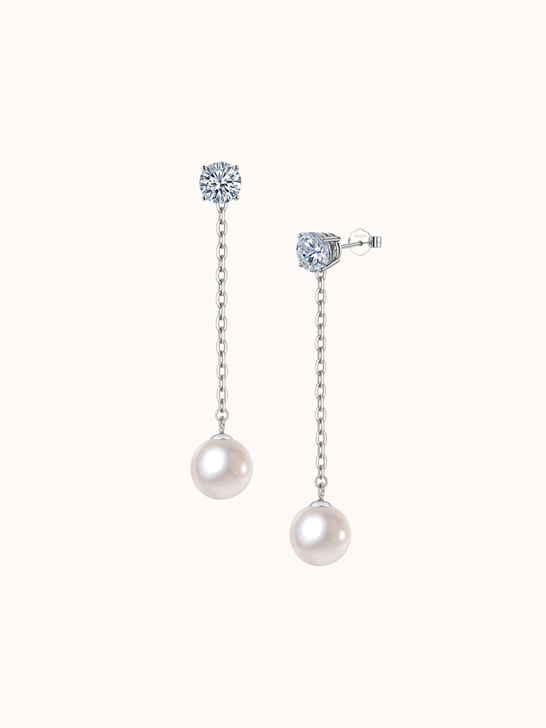 

HighSpark 925 Sterling Silver Pearl Beaded Contemporary Drop Earrings