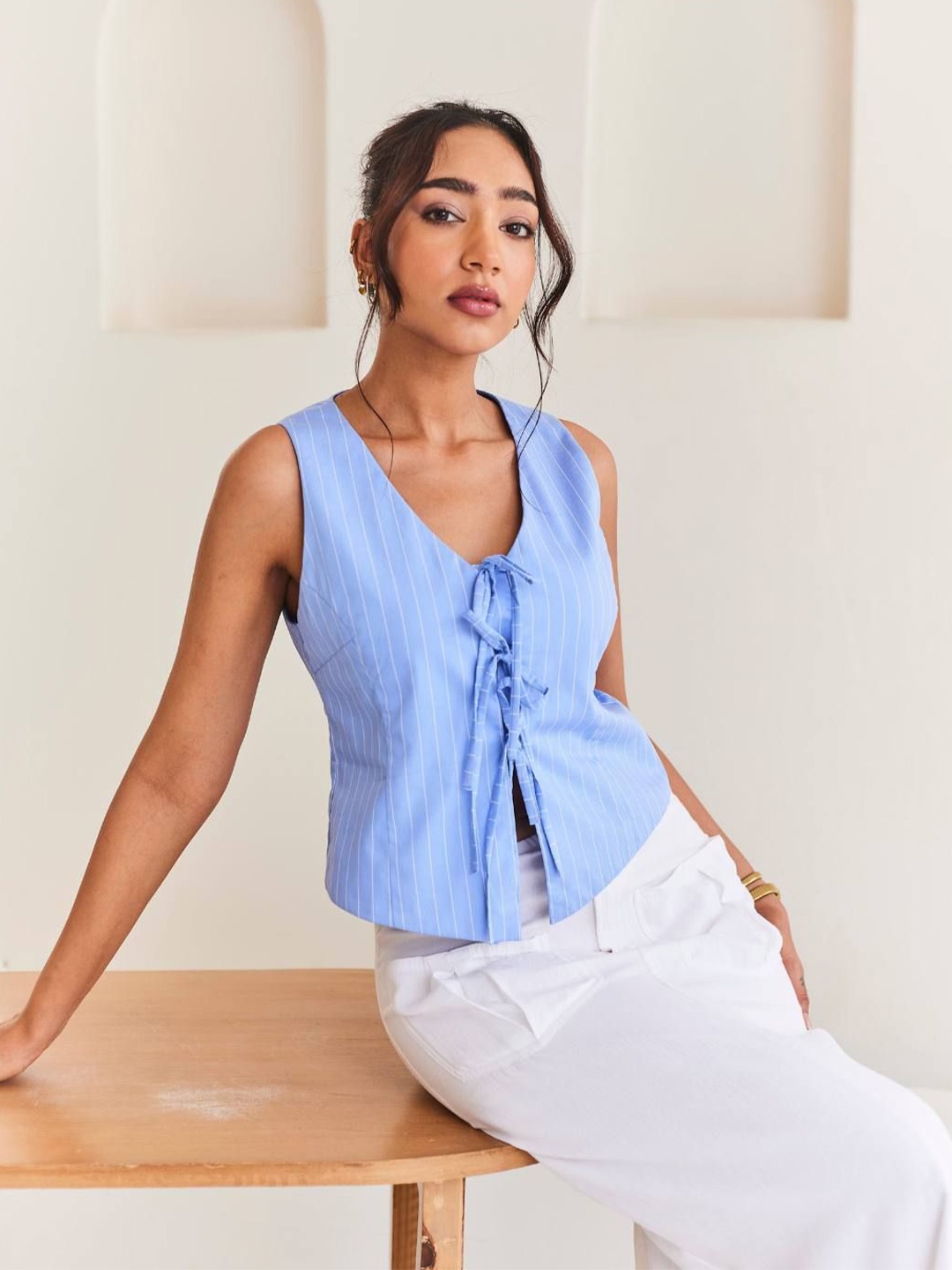 

Urban Suburban Women Striped Cotton Top, Blue