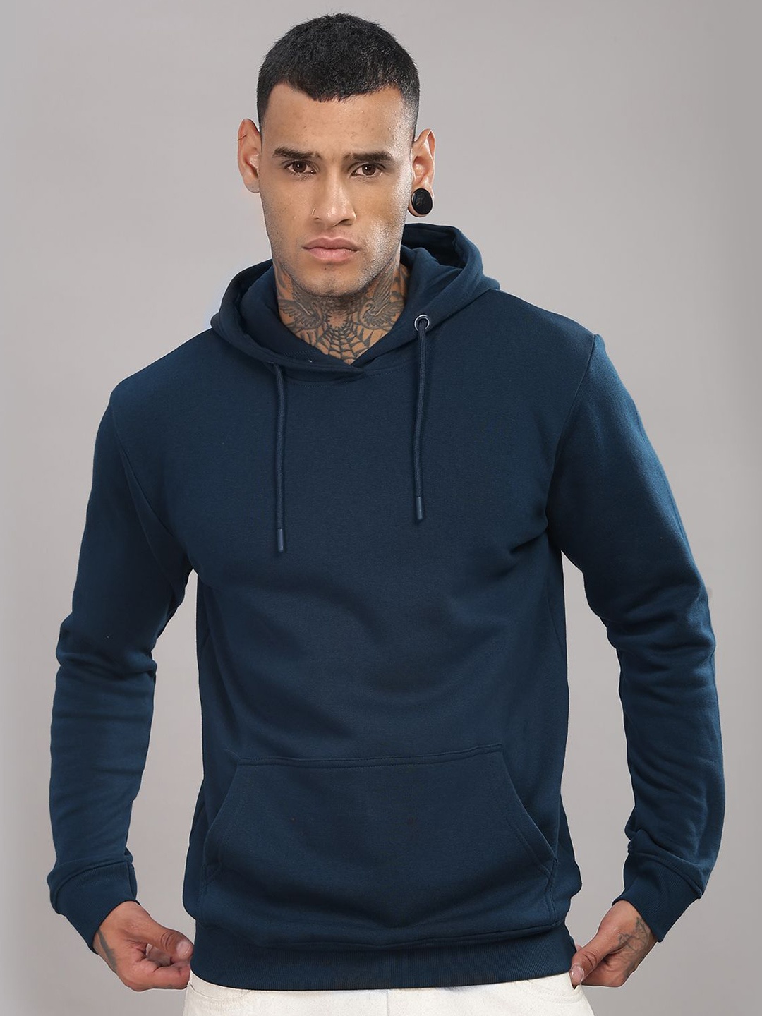 

ADRO Men Cotton Hooded Sweatshirt, Teal