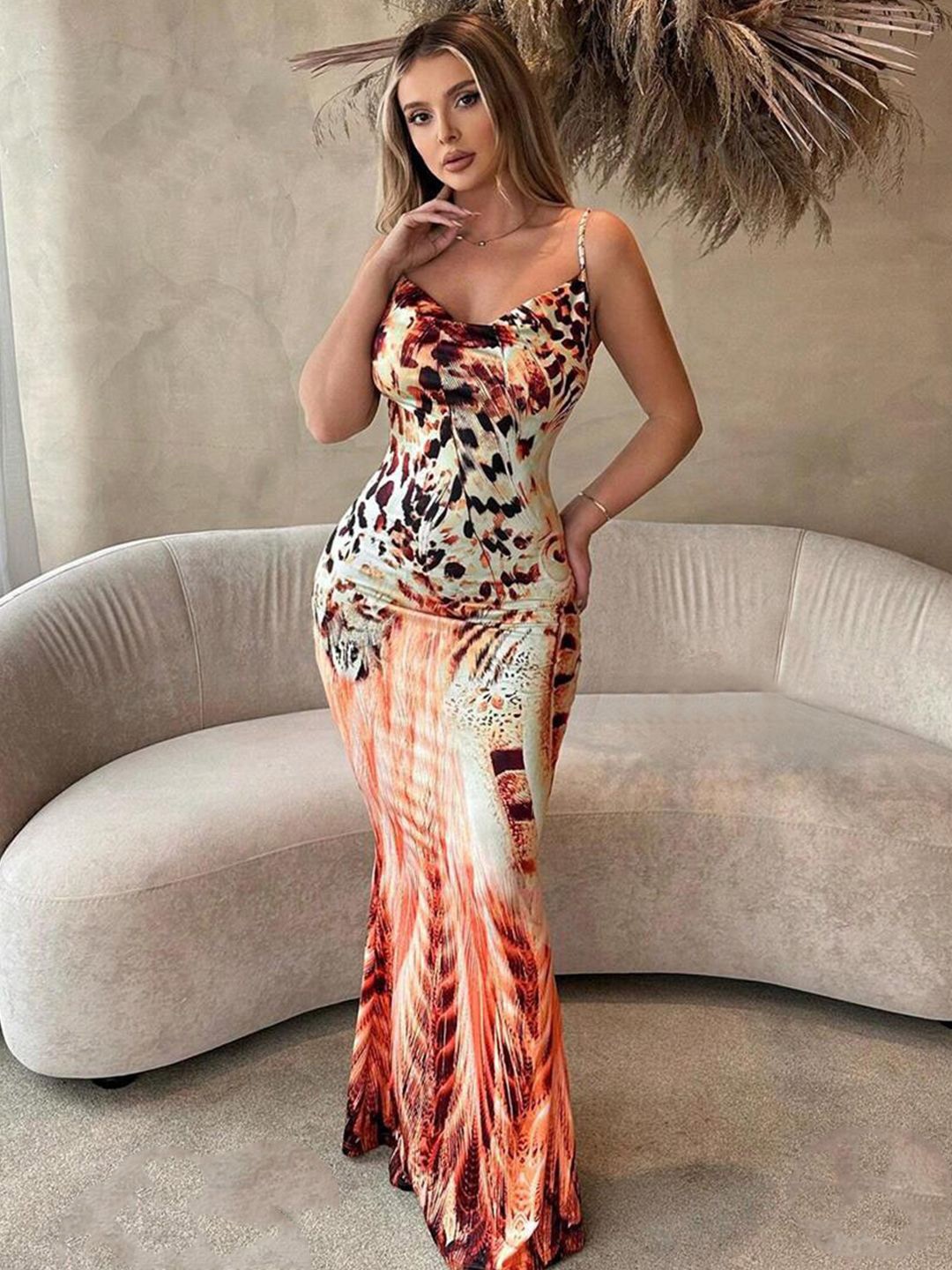 

TANDUL Women Print Maxi Dress, Red