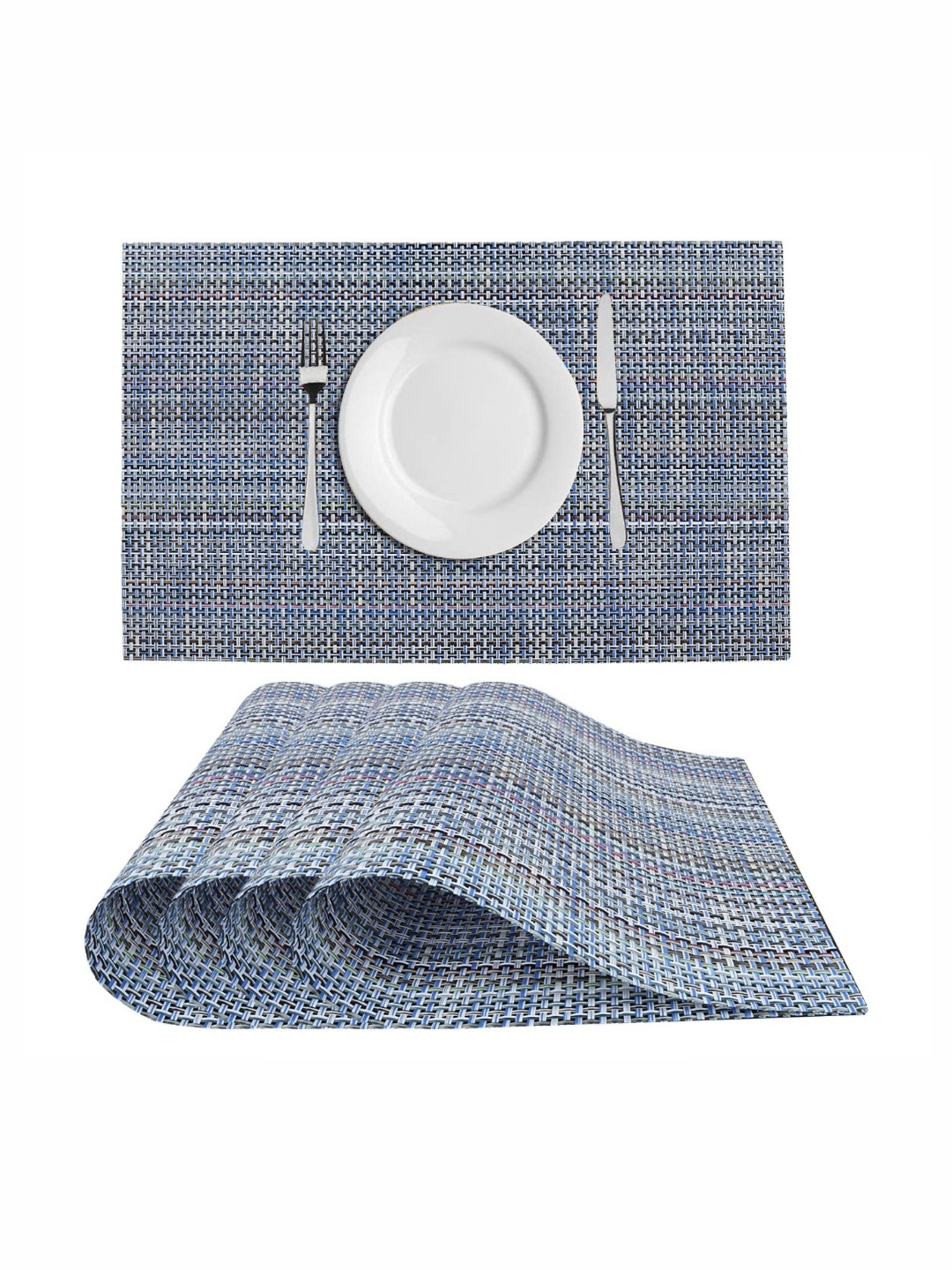 

LooMantha Grey 4 Pieces Striped Rectangle Shape Table Placemats