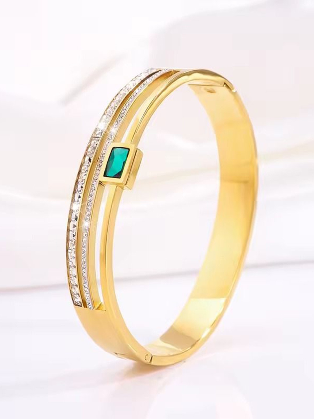 

MEENAZ Gold-Plated Cubic Zirconia Kada Bracelet