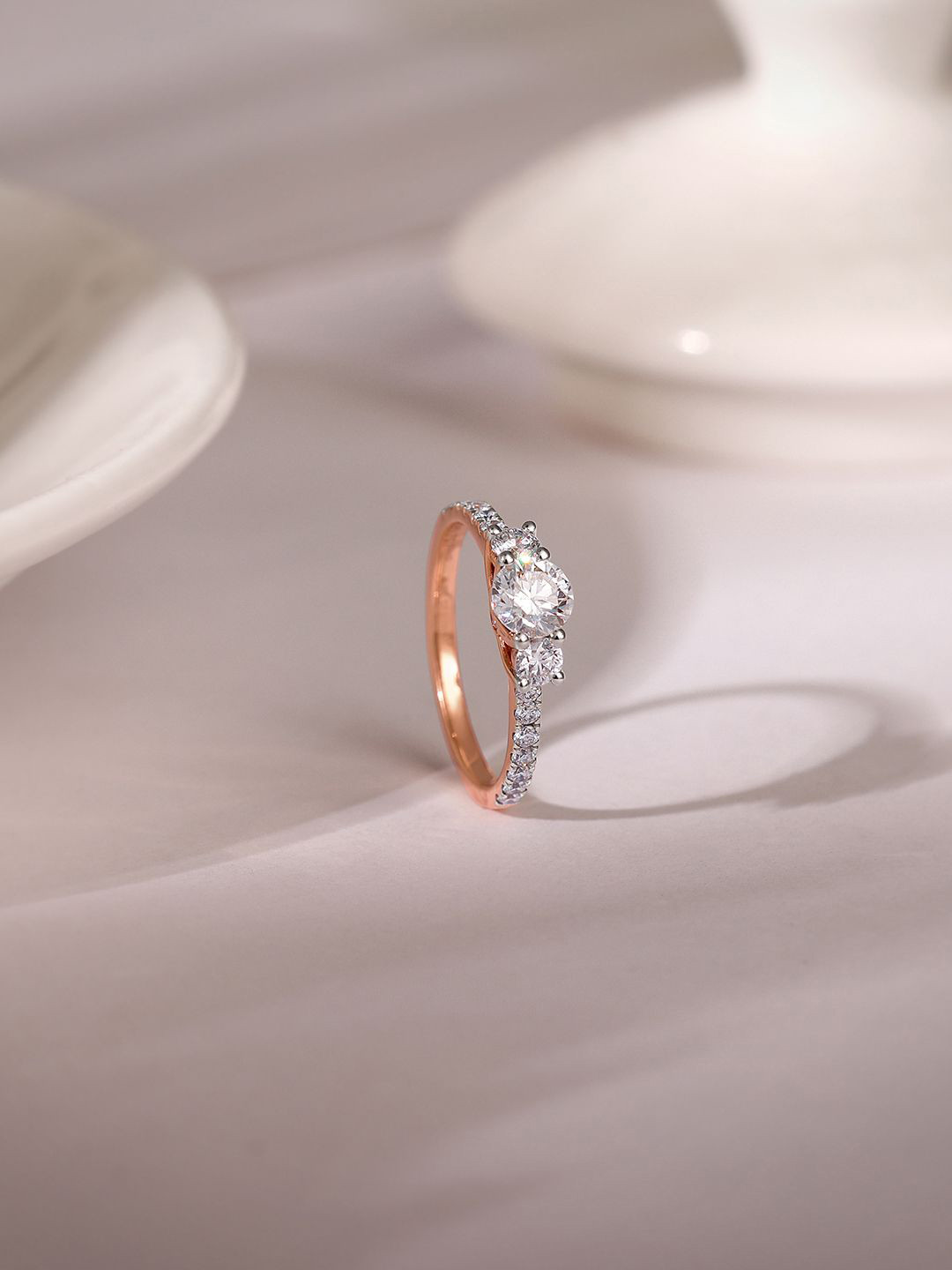 

GIVA Women 14KT Rose Gold Miranda Solitaire Diamond Ring