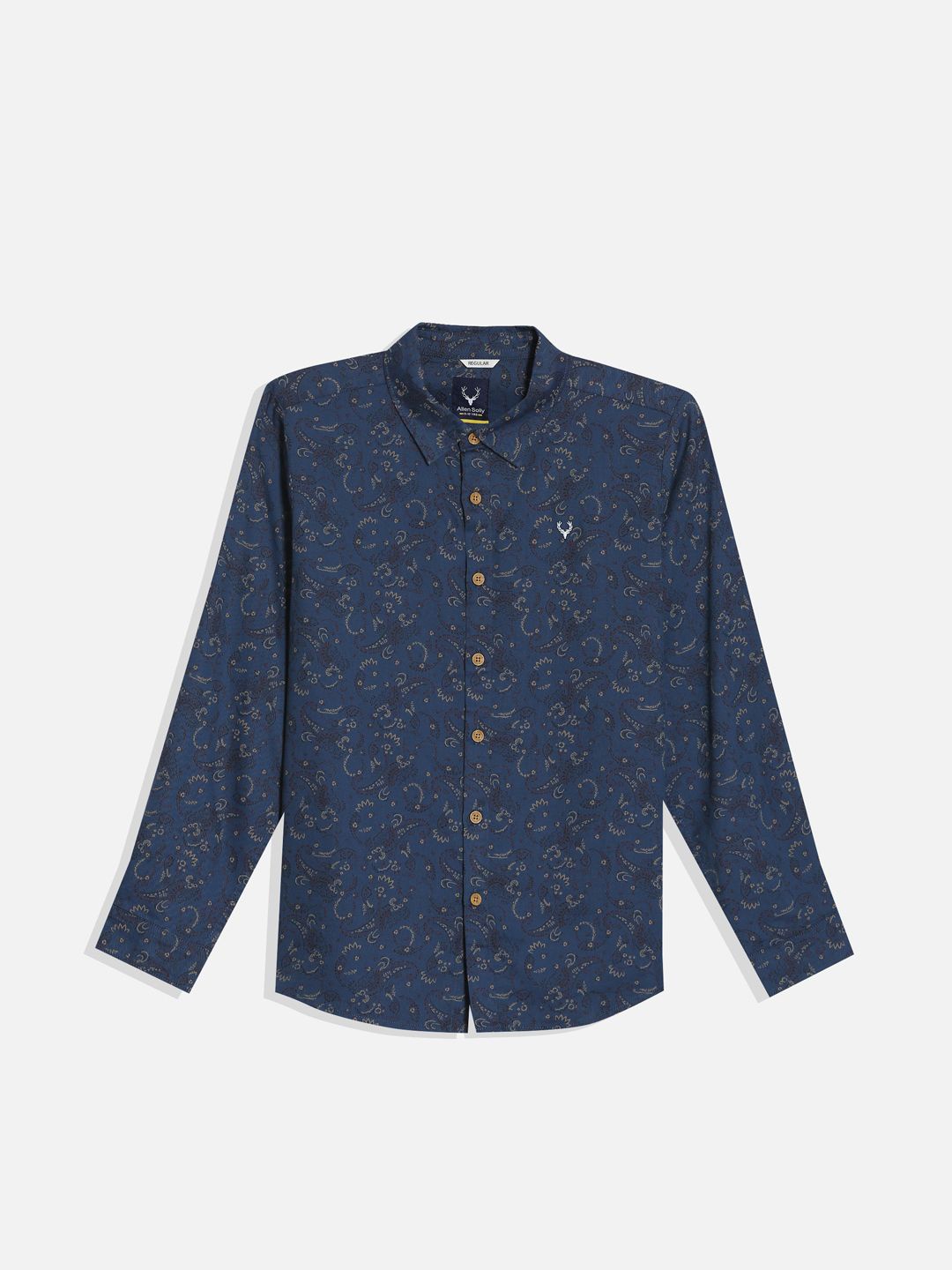 

Allen Solly Junior Boys Spread Collar Floral Printed Cotton Casual Shirt, Navy blue