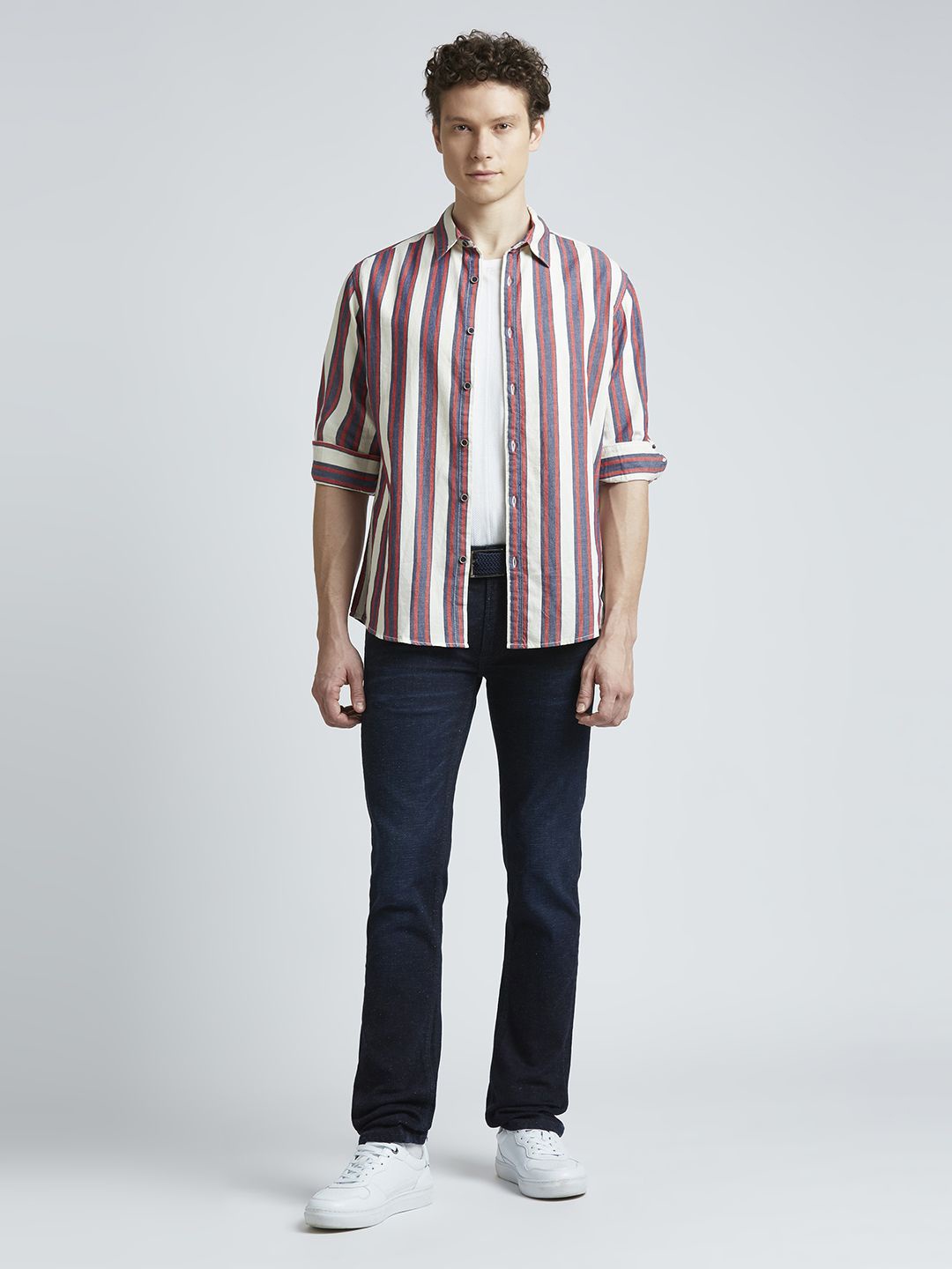 

Pepe Jeans Men Vertical Striped Cotton Casual Shirt, Red