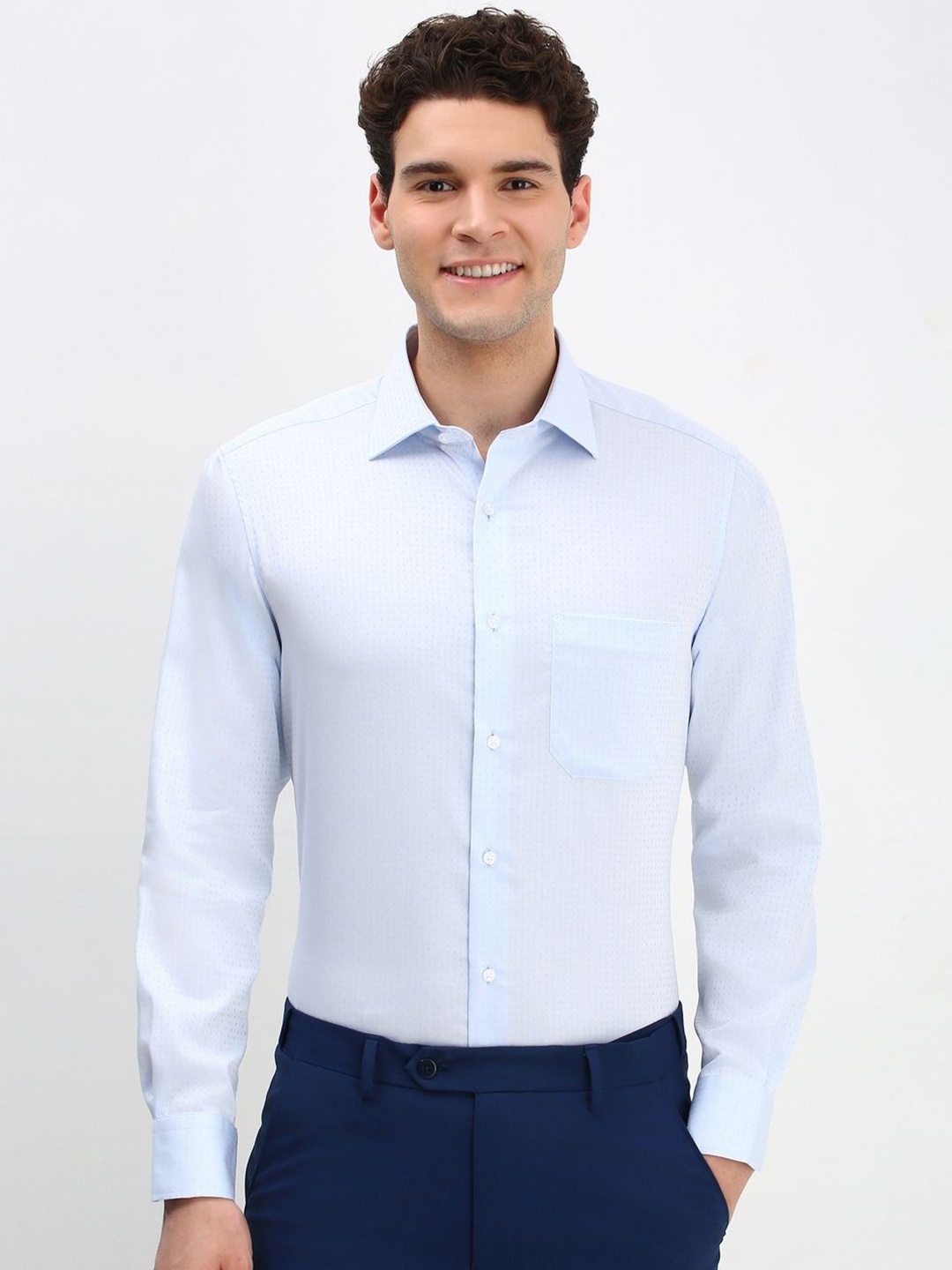 

Allen Solly Sport Men Micro Ditsy Printed Cotton Formal Shirt, Blue