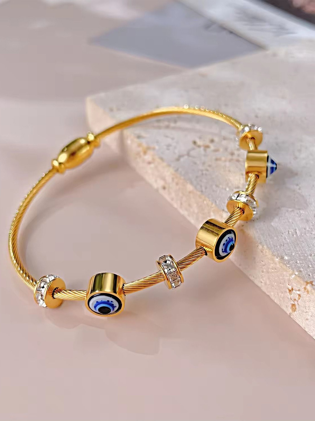 

MEENAZ Gold Plated Stainless Steel Artificial Stones Kada Bracelet