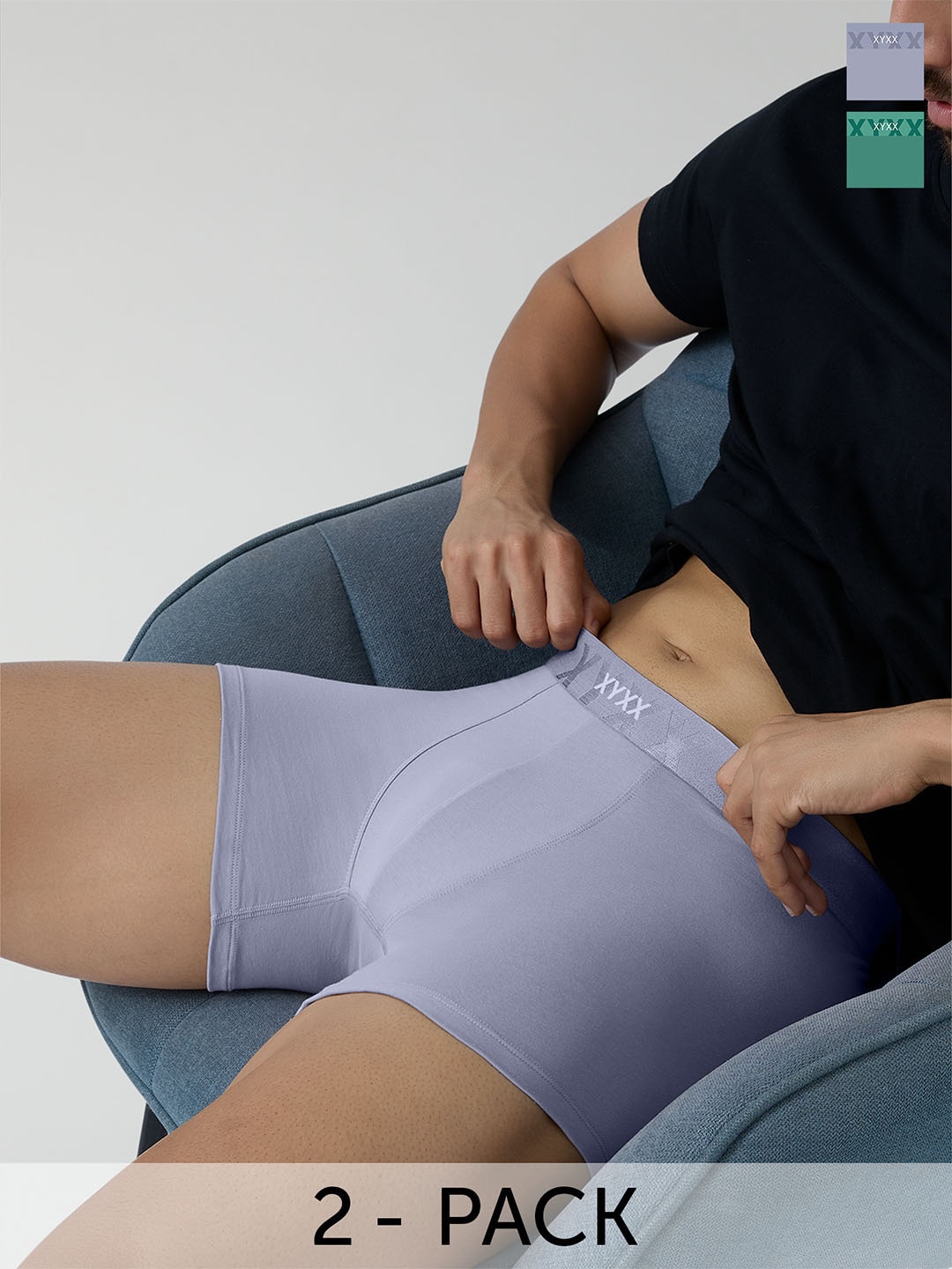 

XYXX Pack Of 2 Cotton Trunks XYTRNK2PCKN589, Grey