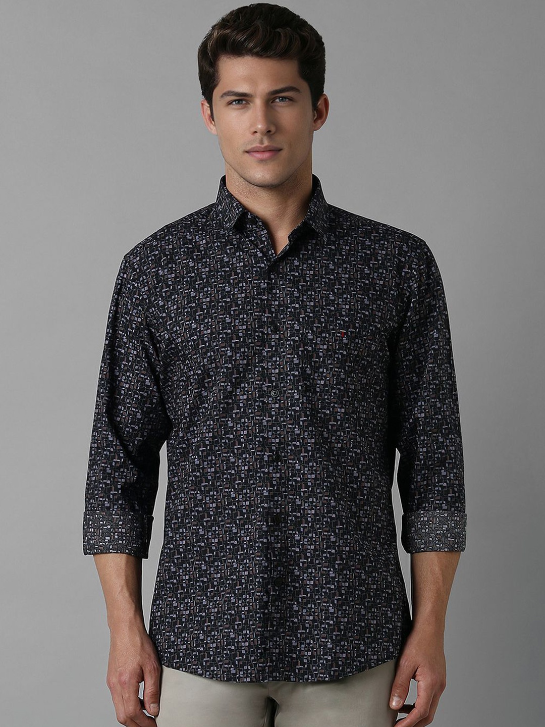 

Louis Philippe Sport Men Cotton Slim Fit Opaque Printed Casual Shirt, Black