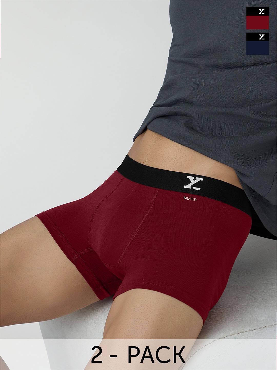 

XYXX Men Pack of 2 Aero Super Combed Cotton Trunks XYTRNK2PCKN408, Maroon