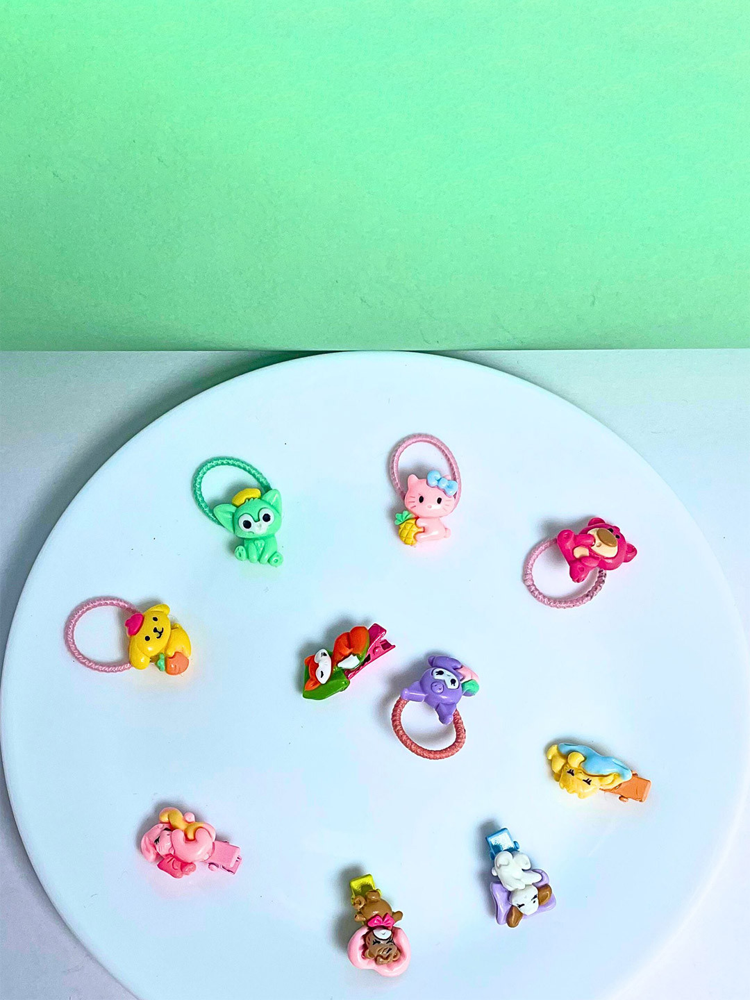 

MANSIYAORANGE Girls Set Of 10 Embellished Ponytail Holders, Pink