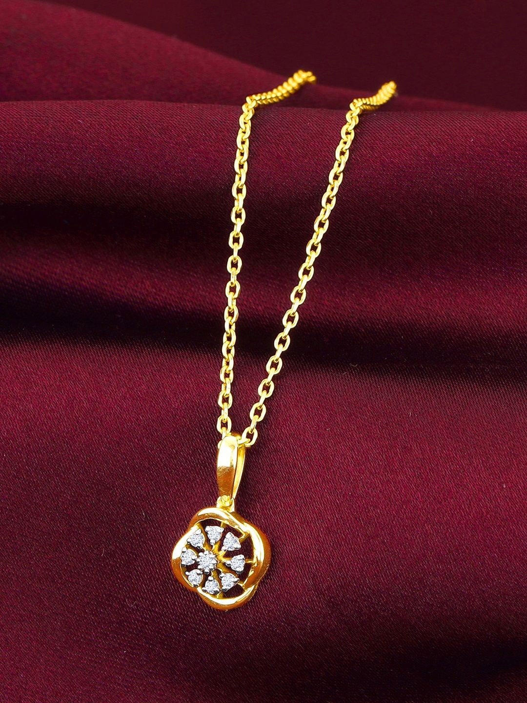 

GIVA Women 14KT Yellow Gold Blume Wheel Diamond Pendant