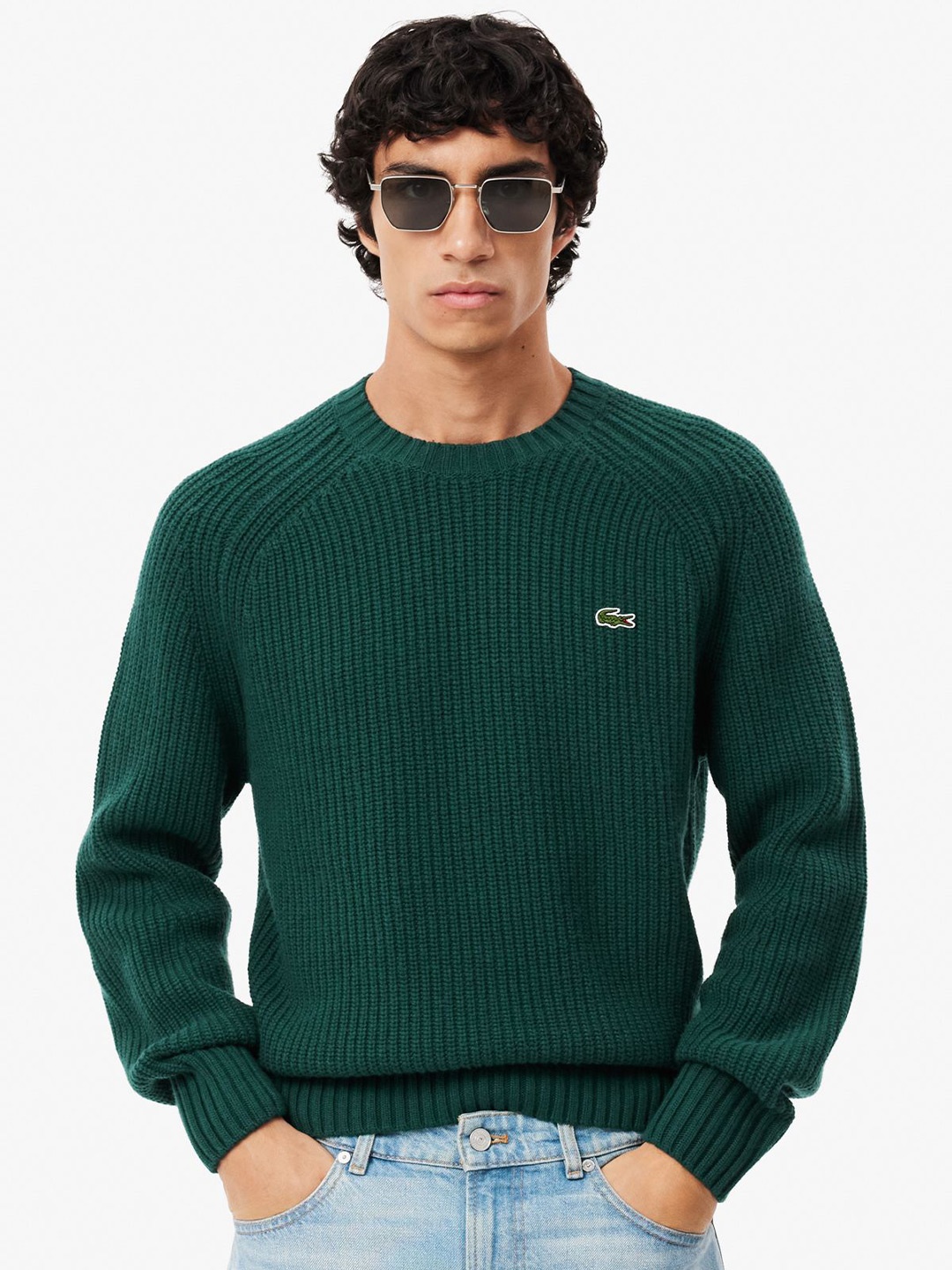 

Lacoste Men Ribbed Woollen Pullover, Green