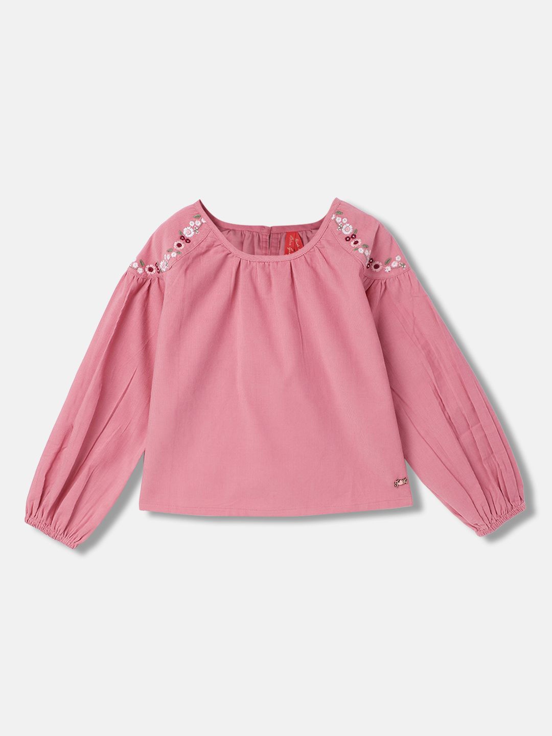 

Blue Giraffe Girls Roll-Up Sleeves Cotton Top, Pink