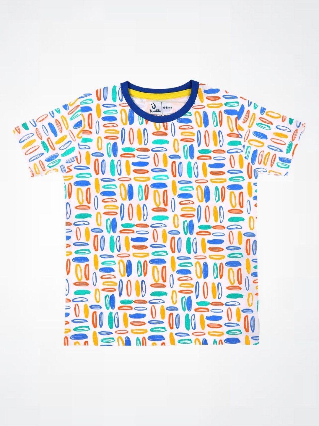 

UMILDO Boys Abstract Printed Round Neck Cotton T-shirt, Yellow