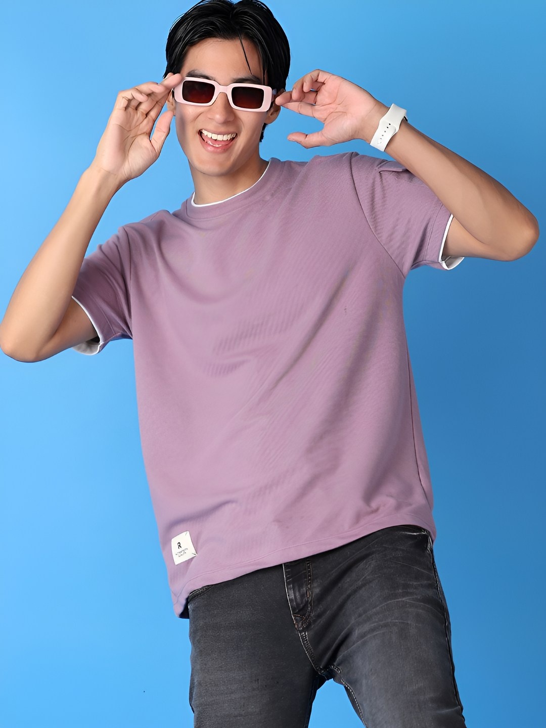 

V-Mart Men Solid Round Neck Cotton T-shirt, Purple