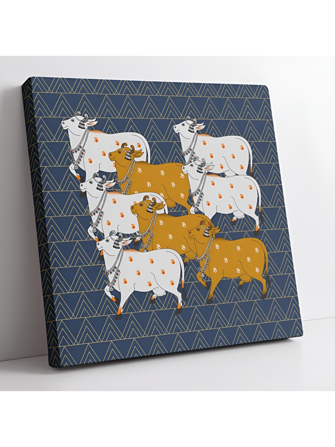 

Aura Grey & Brown Pichwai Cow Religious Canvas Wall Art