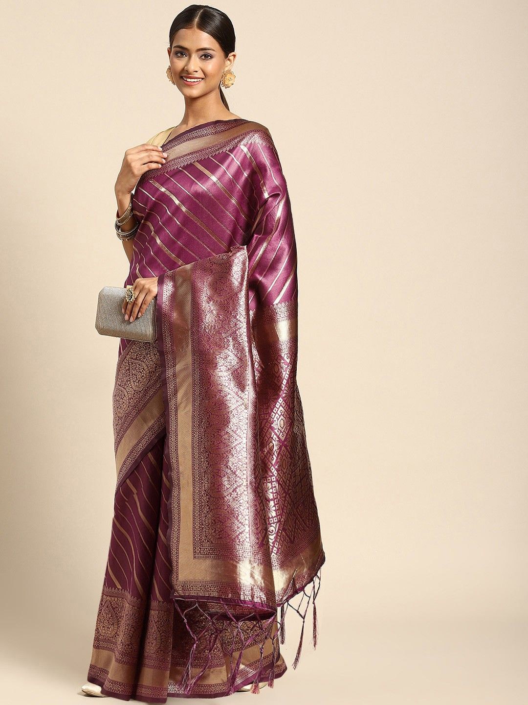 

Anouk Leheriya Zari Silk Blend Leheriya Saree, Burgundy