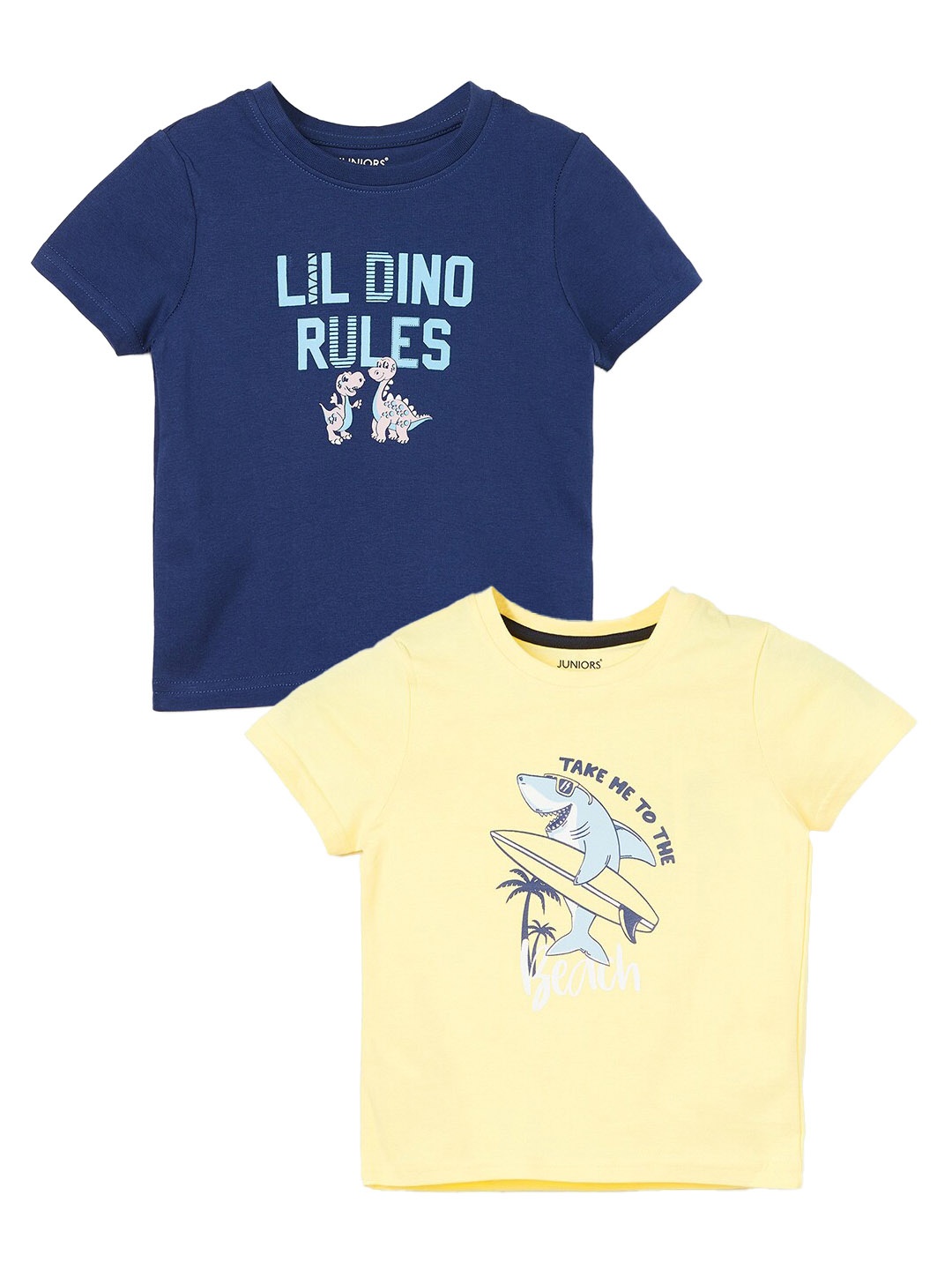 

Juniors by Lifestyle Boys Pack Of 2 Graphic Printed Cotton T-shirts, Yellow