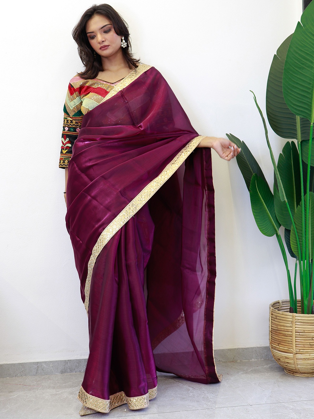 

Anouk Embellished Organza Saree, Burgundy