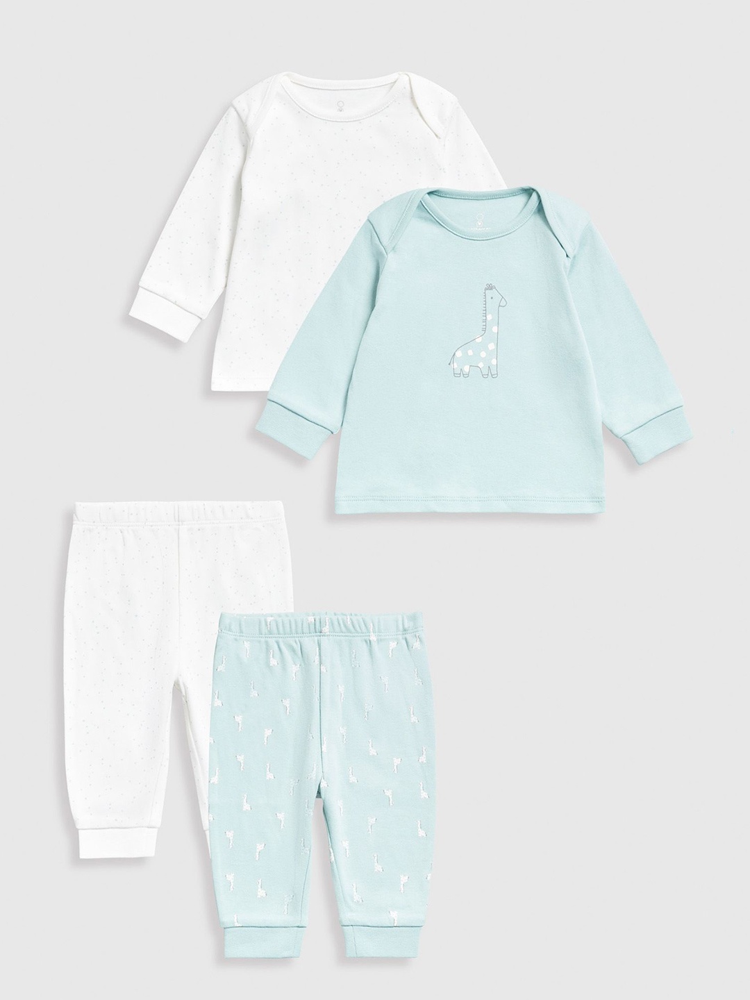 

mothercare Infants Pack Of 2 Printed Pure Cotton T-shirt with Joggers, Blue