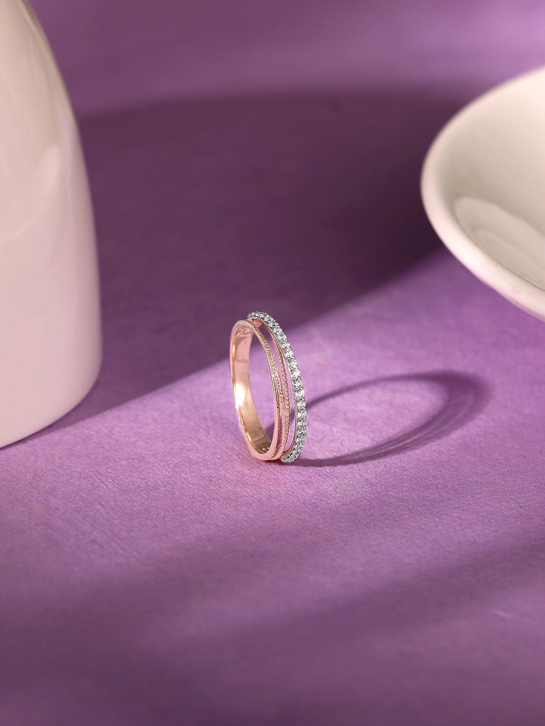 

GIVA Women 18KT Rose Gold Luminosity Diamond Ring