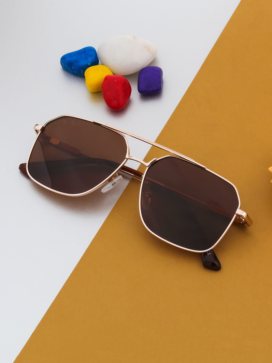 

Ted Smith Unisex Aviator Sunglasses with Polarised and UV Protected Lens, Brown