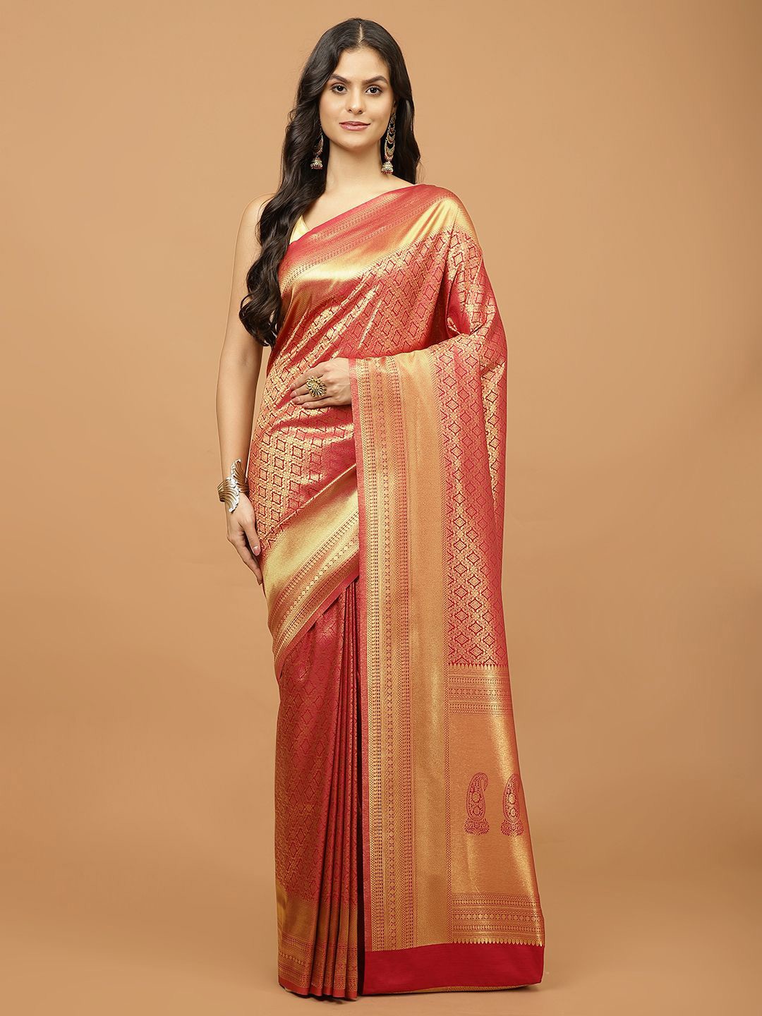 

Meena Bazaar Woven Design Zari Art Silk Saree, Magenta