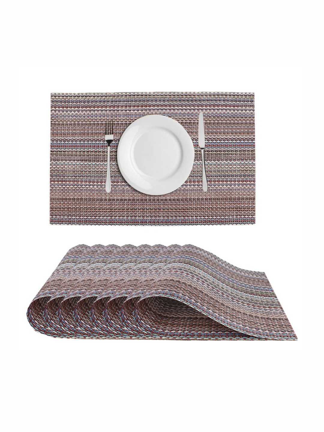 

LooMantha Brown & White 8 Pieces Striped Table Placemats