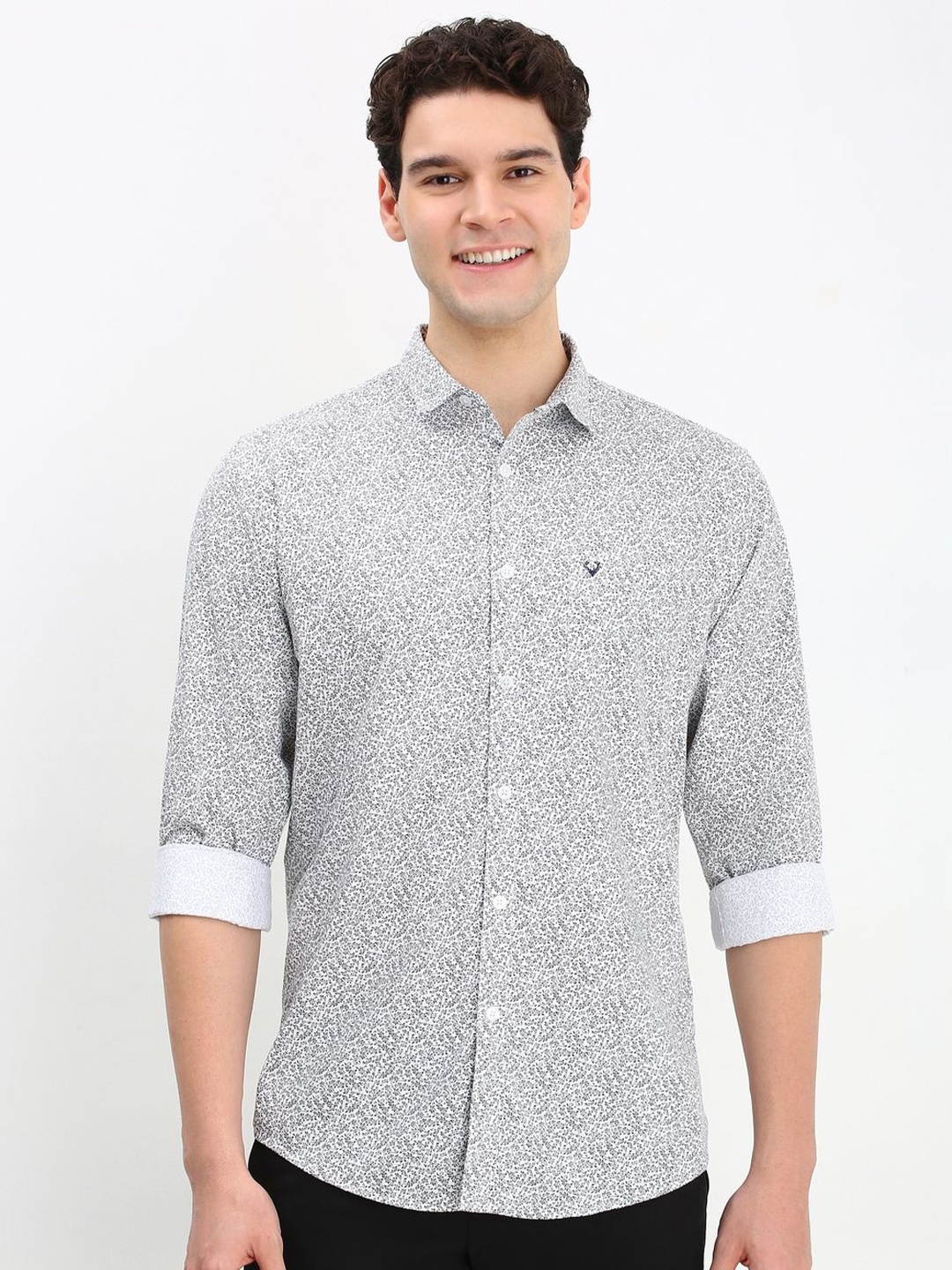 

Allen Solly Men Floral Printed Cotton Slim Fit Casual Shirt, Grey