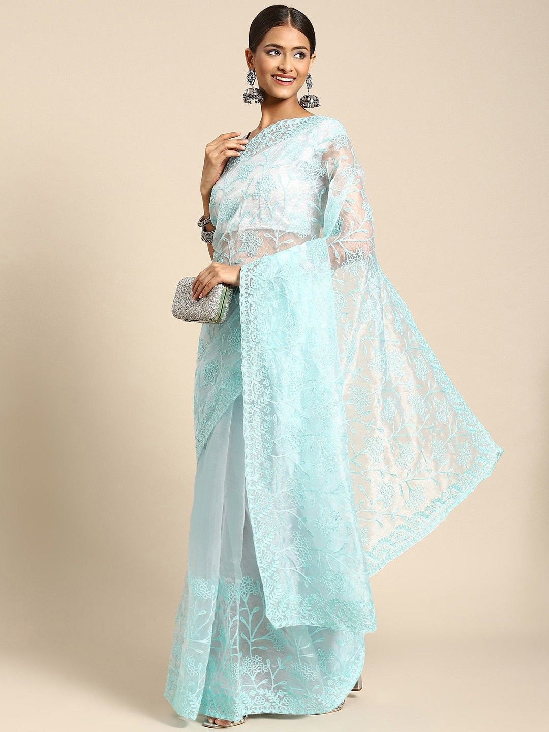 

Anouk Floral Organza Saree, Blue