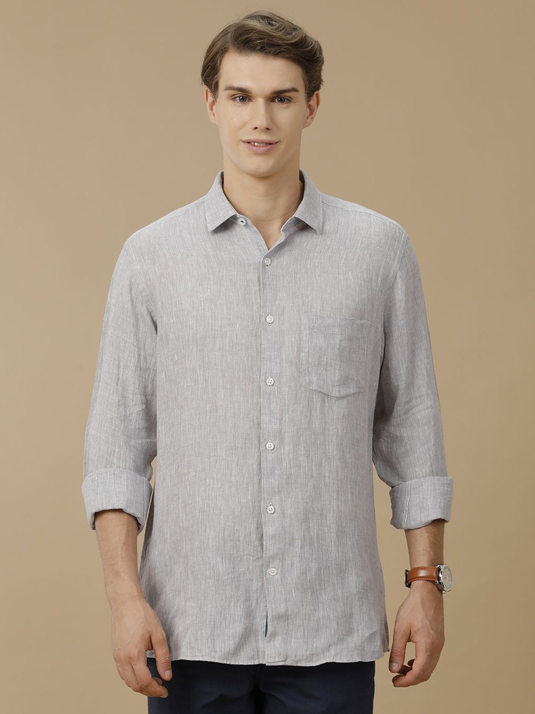 

Linen Club Men Contemporary Slim Fit Opaque Casual Shirt, Grey
