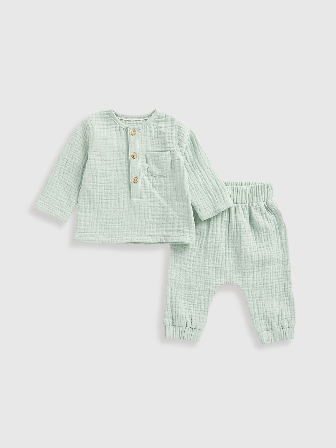 

mothercare Kids Pure Cotton Top & Joggers, Green